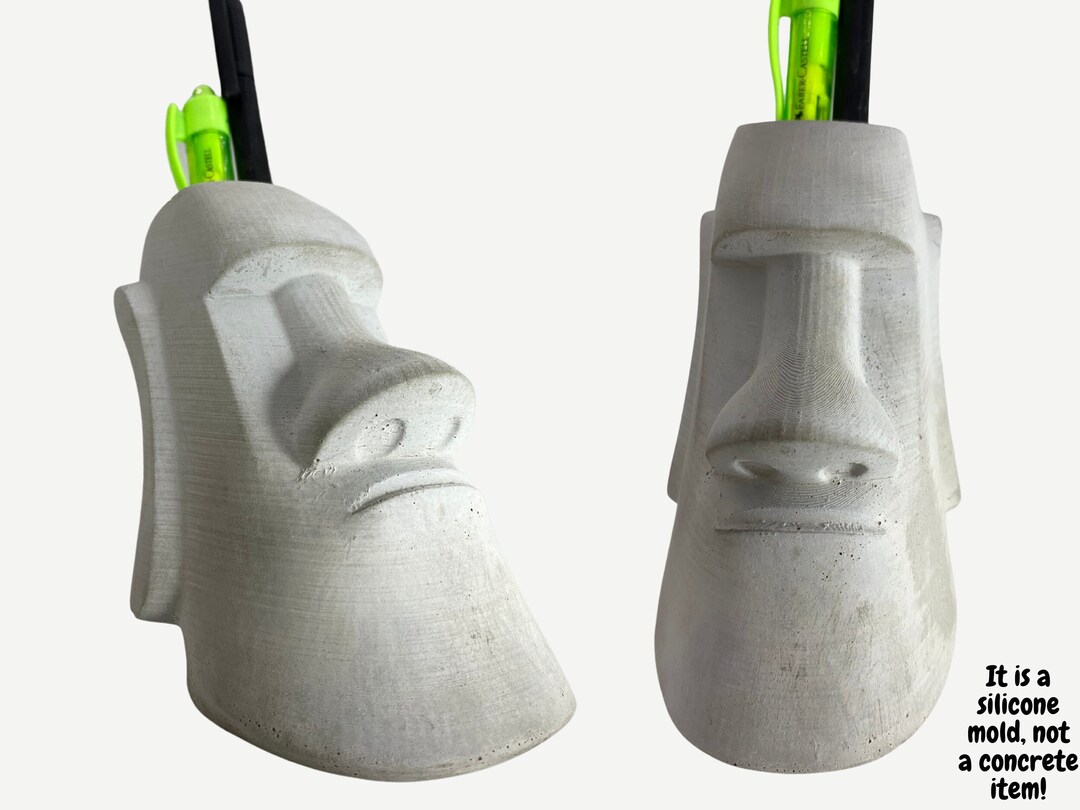 Moai Silicone Mold Moai Pen Holder Mold Sculpture Candle Etsy