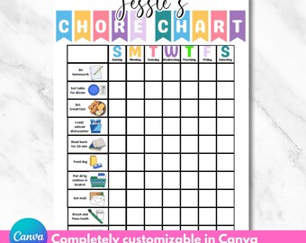 Printable Individualized Dry Erase Chore Chart For Kids, Editable Summer Chore Chart For Teens, Family Chore Chart, Weekly Family Schedule