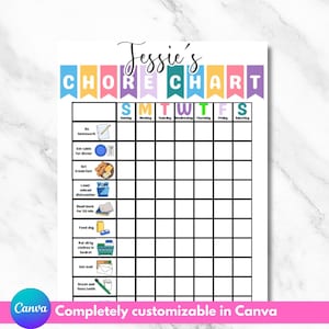Printable Individualized Dry Erase Chore Chart For Kids, Editable Summer Chore Chart For Teens, Family Chore Chart, Weekly Family Schedule