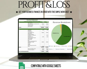 Profit and loss statement, Business Budget spreadsheet template Google sheets, small business bookkeeping, monthly budget tracker, cash flow