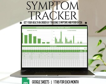 Health Symptom Tracker for Google Sheets, Lab Tracker Spreadsheet, Medication Log, Chronic Health Tracker, Mood Tracker Dashboard, Food Log