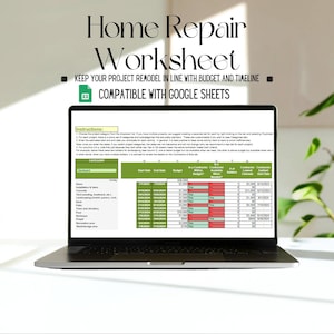 Home renovation spreadsheet, Google Sheets worksheet, home improvement project budget, remodel planner and cost tracker, project timeline