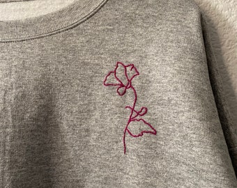Personalized Birth Month Flower Sweatshirt | Hand-Embroidered Custom Sweatshirt | Gift, Mama, Friend, Mom, Sister