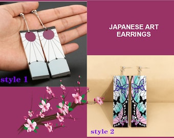 Japanese Art Earrings Japanese Art Jewelry Butterfly Earrings Japanese Earrings Ethnic Earrings Ethnic Jewelry Japanese Culture Boho Jewelry