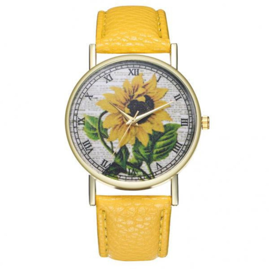 Sunflower Watch Sunflower Wristwatch Sunflower Jewelry Floral Etsy