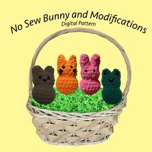 Digitalt virkmönster för nybörjare med syfri kanin och modifieringar | Amigurumi-kaninmönster med syfri kanin | Mönster för plysch med katt, groda och björn