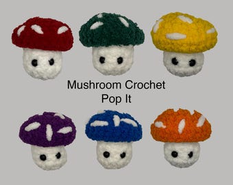 Mushroom Crochet Pop It | 3" tall | Mushroom pop it fidget crochet toy