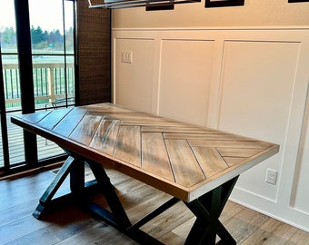 【LIFE FURNITURE 】HERRINGBONE TABLE Herringbone Dining Table w/ Leaf | Raymour & Flanigan