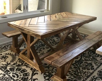 【LIFE FURNITURE 】HERRINGBONE TABLE Herringbone Dining Table - Etsy Canada