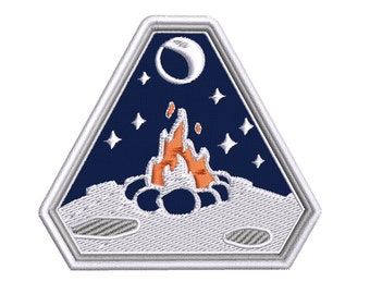 Space Campfires Adventure Moon Cosmology Patch brodé thermocollant/à coudre/crochet Cosplay Applique Gilet Vêtements Badge Emblème Logo DIY