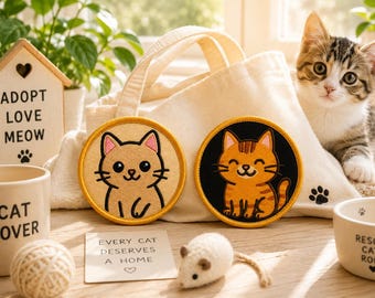 Cat Self Adhesive Patches, Cute Animal Patches, Cat Patches, DIY Decoration Patch