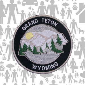 Grand Teton National Park Patch Iron-On Sew-On Bear Mountain Applique for Jackets Backpacks Vest Clothing – Travel Souvenir Hiking Adventure
