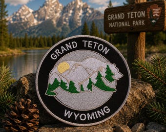 Grand Teton Park Patch/Iron-On Patch/Bear Mountain Patches/Embroidered Sew-On Applique for Jackets Backpacks,Vest,Clothing/Souvenir/Hiking