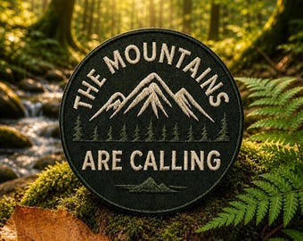 The Mountains Are Calling Patch/Iron-On Patch/Hiking & Camping/Outdoor Adventure/Sew-On Applique for Clothing Vest/Jacket Hats Backpack Gear