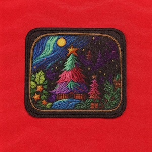 Christmas Tree Patch/Iron-On Patch/Sew-On Applique for Stockings, Jackets, Backpacks, Festive Patches/Winter Wonderland/Seasonal Cheer Patch