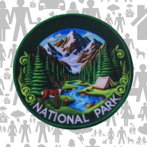 Deer Buck Patch Embroidered Iron-On Sew-On National Park Applique for Backpack Vest Jacket, Outdoor Adventure, Nature Gift, Wildlife Decor