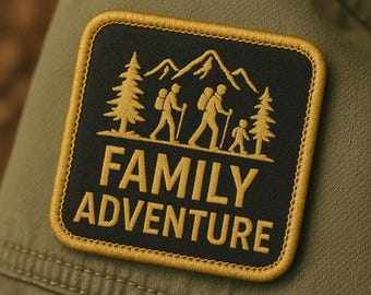 A Family Adventure Patch/Camping Patch/Iron-On Patch/Nature Patches/Hiking Patch/Custom Sew-On Applique for Backpacks, Jackets