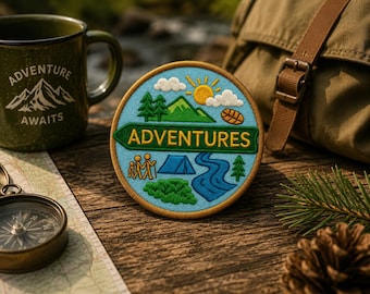 Outdoor Adventures Patch/Scout Style Merit Badge/Iron-On Patch/Kids Patches/Camping Hiking/Applique for Clothing Vest/Jacket Hats Backpack