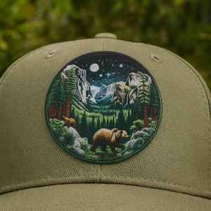 Opstrijkbare grizzlybeer-patch/naaiwerk appliqué voor rugzak hoeden jas, nationaal park patch/outdoor avontuur/natuurcadeau/decor wilde dieren/dier