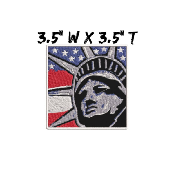 Statue of Liberty American USA Flag Patch Embroidered Iron-on Applique, Shoulder Uniform Vest Jacket, Travel, Biker MC Club Military Veteran