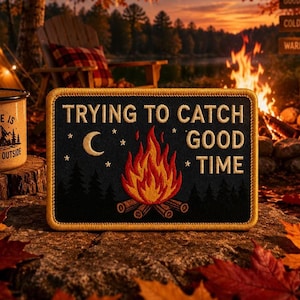 Camp Fire Adventure Patch/Iron-On Patch/Outdoor Badge/DIY Sew-On Applique for Backpacks & Jackets/Clothing/Funny Patch Gifts/Forest Patch
