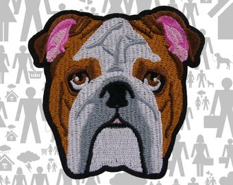 English Bulldog Patch - Embroidered Dog Breed Iron-On Sew-On Applique for Jackets Backpacks Harness Vests - Pet Lover Gift Dog Mom Paw Print
