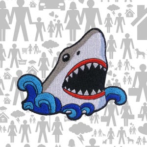 Great White Shark Patch Embroidered Iron-On Sew-On Marine Animal Applique for Jackets Backpacks Vest Hat Bag – Scuba Diver Gift Beachwear