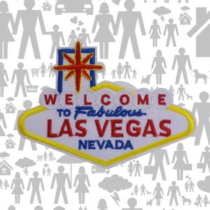 Parche termoadhesivo "Bienvenido a Las Vegas"/Aplique bordado para coser/para chaquetas, mochilas, ropa, souvenirs, letreros de neón, casinos y juegos de azar.