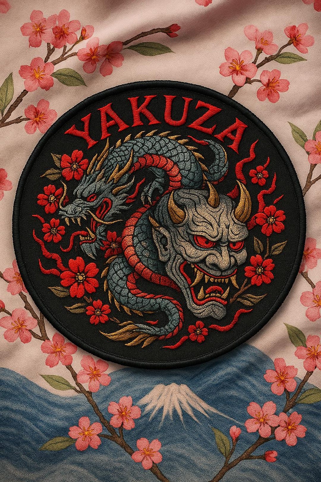 ヤクザワッペン - ドラゴン/日本/桜/鬼 アイロン接着または縫い付け
