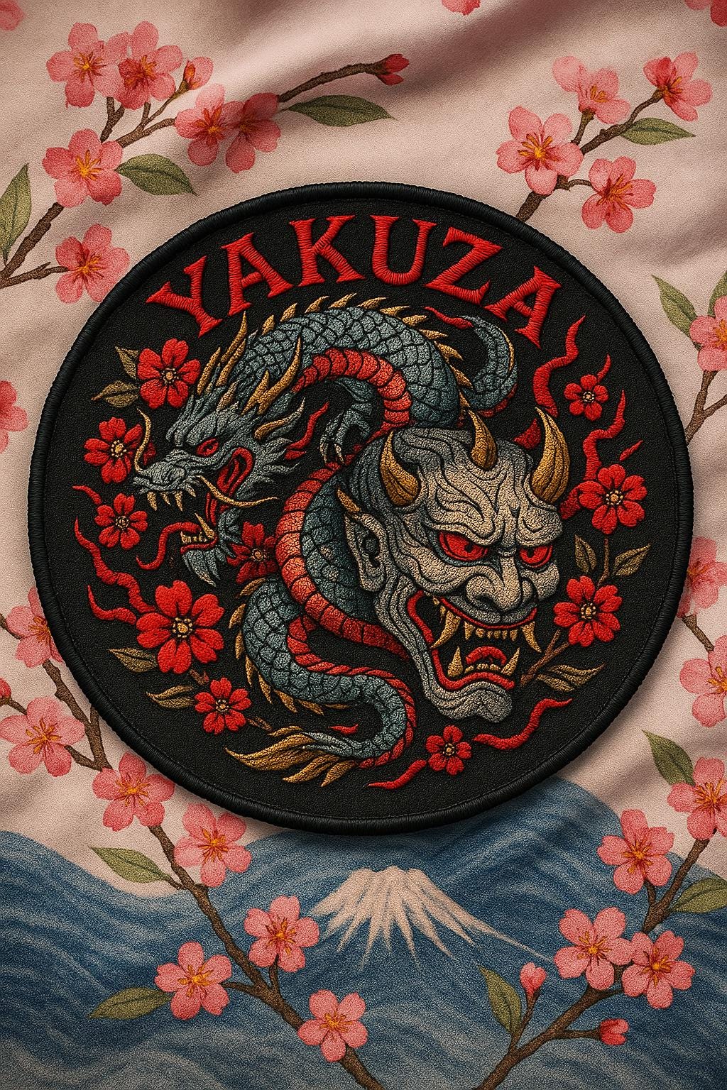 ヤクザワッペン - ドラゴン/日本/桜/鬼 アイロン接着または縫い付け