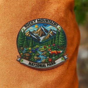 Iron-On Rocky Mountain Park Patch/Sew-On Applique for Jackets & Backpack/Clothing/Nature Badge/Hiking Patch/Camping Patch/Souvenir Gift
