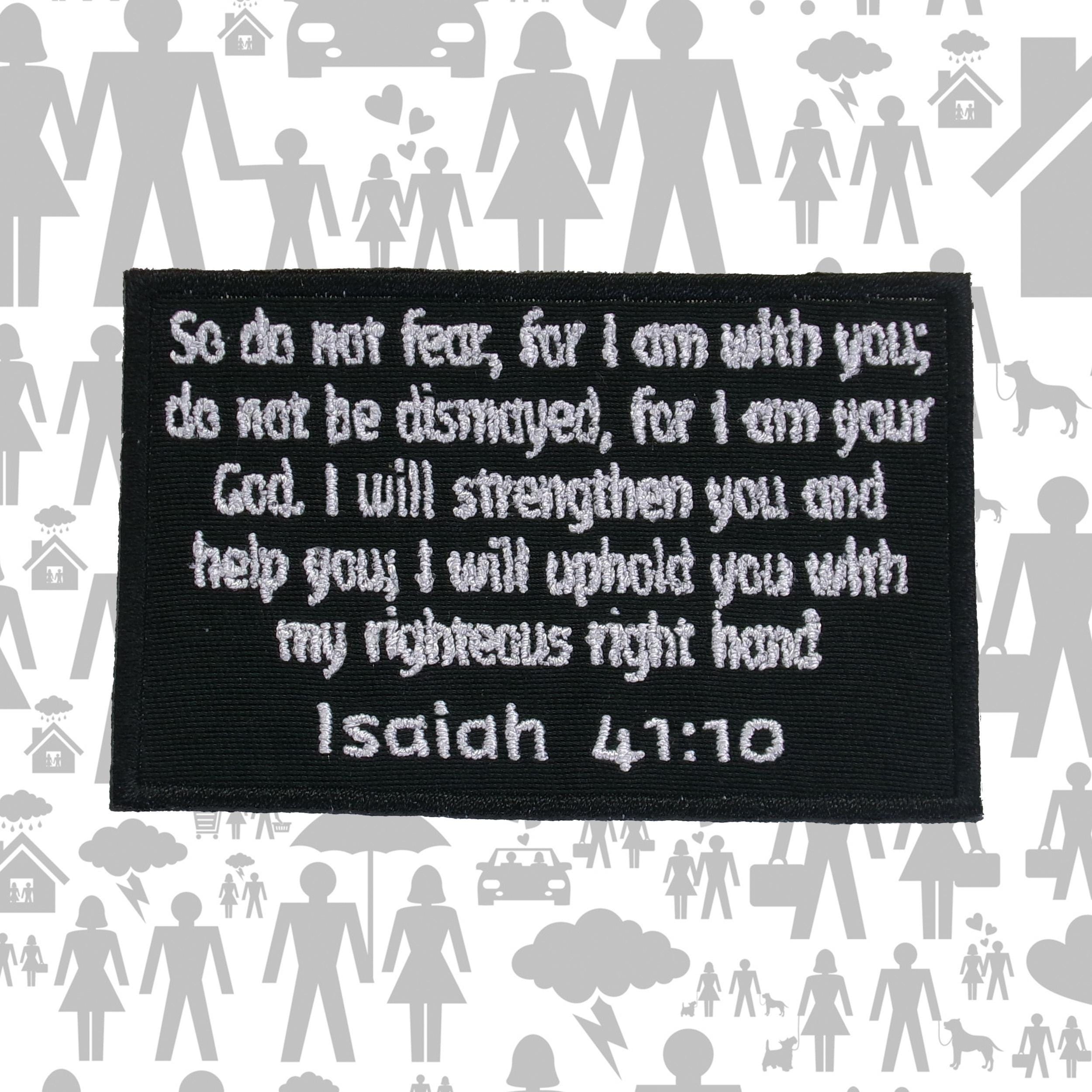 Isaiah 41:10 Patch Embroidered Iron-On Sew-On Bible Verse Applique for Jackets Vests or Bags – Christian Gift, Jesus, Faith, Biker Scripture