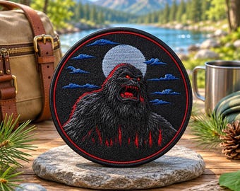 Bigfoot Patch/Iron-On Patch/Cryptid Badge/Sasquatch Patch/Sew-On Applique for Backpacks, Jackets/Clothing/Forest/Nature/Hiking/Myth Legends