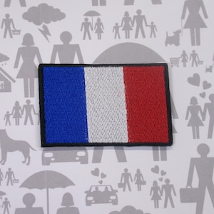 French Flag Patch Embroidered DIY Iron-on/Sew-on Premium Applique Shoulder Uniform Vest Jacket Costume, Biker Club Military Veteran Explorer