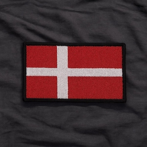 Parche de bandera de Dinamarca, termoadhesivo o para coser, ideal para uniformes, chaquetas, bolsos, equipo, viajes, motociclistas, clubes de motociclistas y veteranos militares.