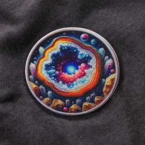 Geode Crystal Patch/Iron-On Applique for Jackets & Backpacks/Clothing/Hats/Colorful Rock Badge/Exploring Patch/Nature Badge/Geology Patch
