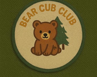 Bear Cub Club Patch/Merit Badge/Iron-On Patch/Kids Patch/Scout Style Sew-On Applique for Jacket, Backpack/Camping Gear/Mountain Patch/Hiking