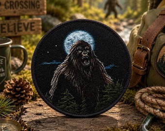 Bigfoot Patch/Iron-On Patch/Cryptid Badge/Sasquatch Patch/Sew-On Applique for Backpacks, Jackets/Clothing/Forest/Nature/Hiking/Myth Legends