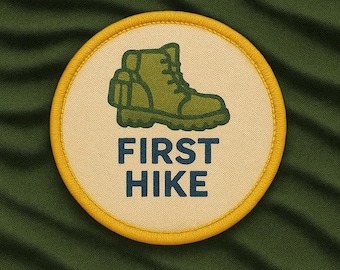 First Hike Patch/Merit Badge/Scout Style Iron-On  Applique for Jacket, Backpack & Camping Gear/Kids Patch/Hiking Patch/Campers