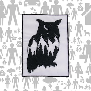 Mountain Owl Patch Embroidered Iron-On Sew-On Outdoor Applique for Backpack Vest Jacket, Forest Gear, Hiking Gift, Trail Decor, Nature Vibes
