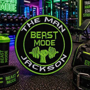 Personalized Beast Mode Patch/Iron-On Patch/Custom Name Tag/Embroidered Sew-On Applique for Clothing, Vest/Jacket, Hat, Backpack, Gear