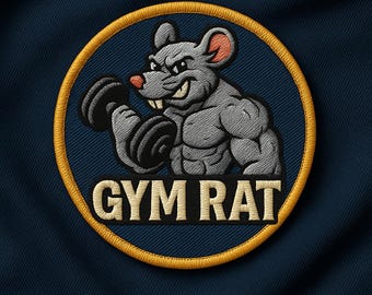 Fitness Motivatiepatch Gym Rat Opstrijk- of naaiwerkbadge voor jassen, rugzakken en sporttassen Hef zware appliqué