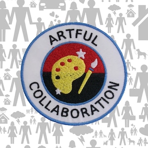 Artful Collaboration Patch/Merit Badge/Scout Style Iron-On Embroidered Applique for Jackets, Backpack/Camping Gear/Kids Patch/DIY Embroidery