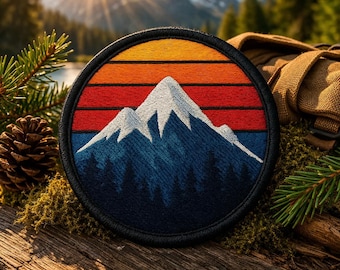 Retro Mountain Patch/Iron-On Patch/Nature Badge/Hiking & Camping/Sew-On Applique for Clothing Vest/Jacket Hats Backpack Gear
