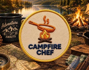 Campfire Chef Patch/Merit Badge/Scout Style Iron-On  Applique for Jacket, Backpack & Camping Gear/Kids Patch/Hiking Patch/Campers