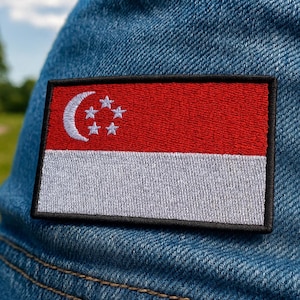 Singapore Flag Patch/Iron-On Patches/Sew-on Applique for Shoulder, Uniform, Vest Jackets/Biker Patch/MC Club Patch/Military