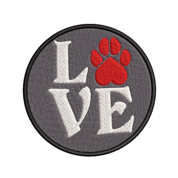 Dog Pet Paw Embroidered Patch Iron-On Applique, Puppy, Love, Cosplay Vest Clothing Badge, Costume DIY