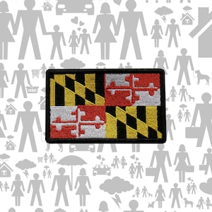 Maryland State Flagge Patch gestickt DIY Aufbügeln / Aufnähen Premium Applikation Schulter Uniform Weste Jacke Kostüm, Biker Club Militärveteran