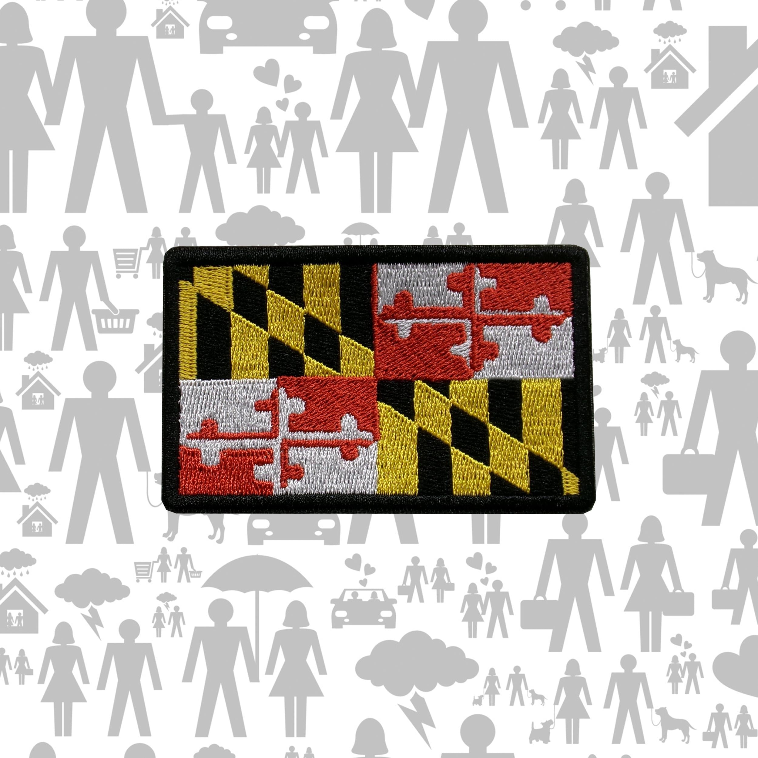 Maryland State Flag Patch Embroidered DIY Iron-on/Sew-on Premium Applique Shoulder Uniform Vest Jacket Costume, Biker Club Military Veteran