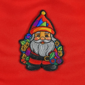 Naszywka Gnome/Naszywki świąteczne/Wesołe i jasne prezenty/Naszywka Mikołaj/Naszywka do prasowania/Aplikacja do samodzielnego naszycia na pończochy, kurtki, kamizelki, plecaki